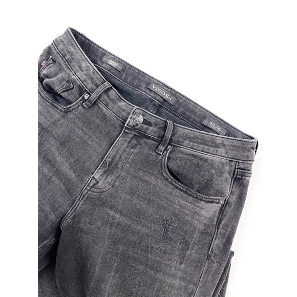 Vigoss Jagger Skinny Classic Fit Chewed Hem Cropped Distressed Jeans - Picture 4 of 5